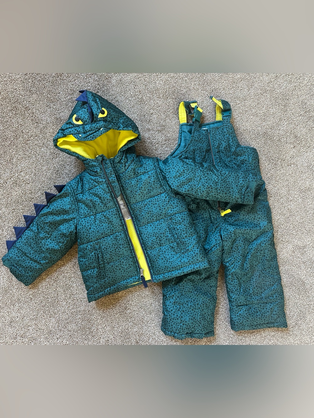Carter's Teal Dot Puffer One-Piece with Yellow Lining
